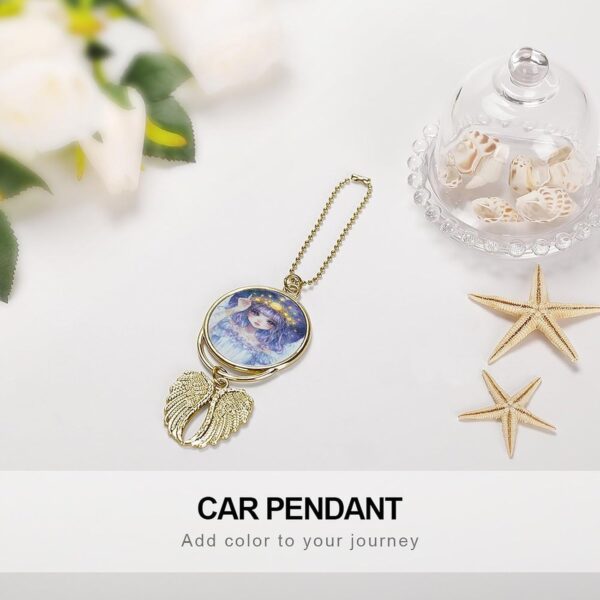 Zodiac Pin Up Girl Painting Car Rear View Mirror Pendant Car Charm Ornament Hanging Decoration Accessories for All Cars Golden-Style