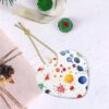 Christmas Ceramic Heart Pendant Decoration for Tree Hanging in Festive Season Stains of Watercolor Paint Splatters Prints