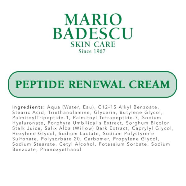 Mario Badescu Peptide Renewal Cream for Combination, Dry and Sensitive Skin | Anti-aging Face Cream Formulated with Palmitoyl Tripeptide-1 & Sodium Hyaluronate | 1 Ounce
