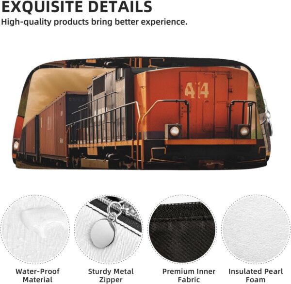 Pencil Case Freight Train Big Pencil Bag Portable Coin Pouch Aesthetic Cosmetic Bag Leather Makeup Bag