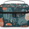Scandinavian Animals Makeup Bag, Cosmetic Organizer Case Large Portable Capacity Make Up Bags Women Travel Toiletry Bags with Handle And Divider