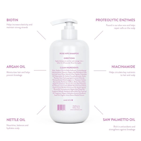 Routine Wellness Anti-Thinning Shampoo for Thinning Hair - Biotin DHT Blocker Women & Men - Color Safe Shampoo for Hair Loss & Healthy Hair - Rose Hips - 14oz