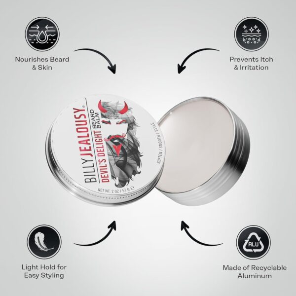 Billy Jealousy Beard Balm with Light Hold & Low Shine, Everyday Beard Styling Balm Loaded With Coconut, Shea & Sunflower Oils For Smooth & Nourished Facial Hair & Skin
