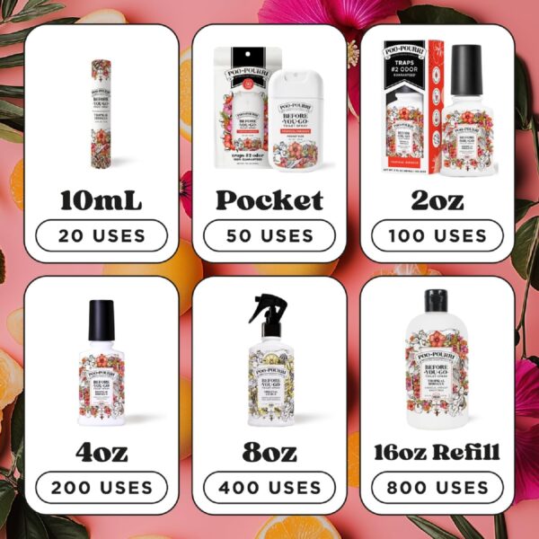 Poo-Pourri Tropical Hibiscus Pocket Before-You-Go Air & Toilet Spray - Instantly Trap Bathroom Odor - Plant Based Ingredients & Essential Oils - Travel Essentials, with Hibiscus Apricot & Citrus Scent