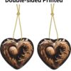 Christmas Ceramic Heart Pendant Decoration for Tree Hanging in Festive Season Wood Heart Prints