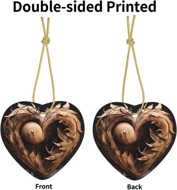 Christmas Ceramic Heart Pendant Decoration for Tree Hanging in Festive Season Wood Heart Prints