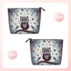 Linen Makeup Bag For Women, Waterproof Travel Cosmetic Organizer Lightweight Zipper Travel Toiletry Bag Organizer Owl Tree Branches Makeup Brushes Storage Bag