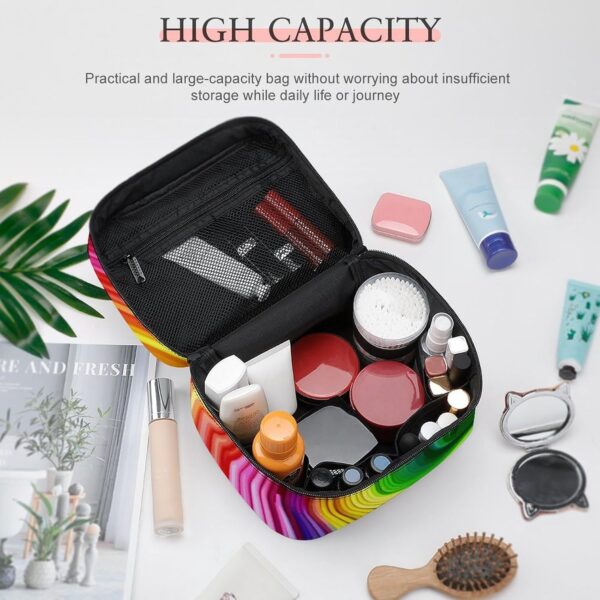 Rainbow Spiral Makeup Bag, Cosmetic Organizer Case Large Portable Capacity Make Up Bags Women Travel Toiletry Bags with Handle And Divider