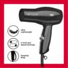 REVLON Travel Hair Dryer | Salon-Style Blowouts, Lightweight Design, 1875 Watts for Fast Drying with 2 Heat & Speed Settings for Drying and Styling Flexibility (Black)