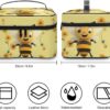 Happy Bee Makeup Bag, Cosmetic Organizer Case Large Portable Capacity Make Up Bags Women Travel Toiletry Bags with Handle And Divider