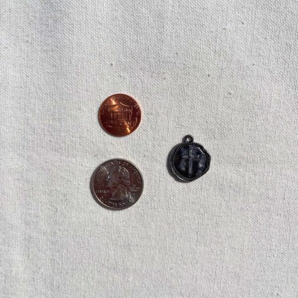 Cross Leather Necklace Mens - Men Cross Coin, Religious Pendant, Medallion Necklaces, Christmas Gift, Catholic Pendant, Christian Charms, Women Gifts to Husband Cute Crosses Best Friend (Gunmetal)