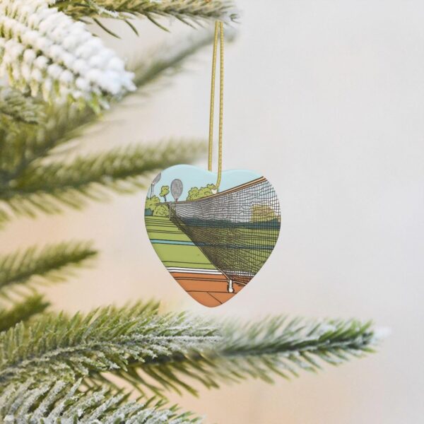 Christmas Ceramic Heart Pendant Decoration for Tree Hanging in Festive Season Tennis Prints
