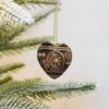 Christmas Ceramic Heart Pendant Decoration for Tree Hanging in Festive Season Gold Mechanical Gear Prints