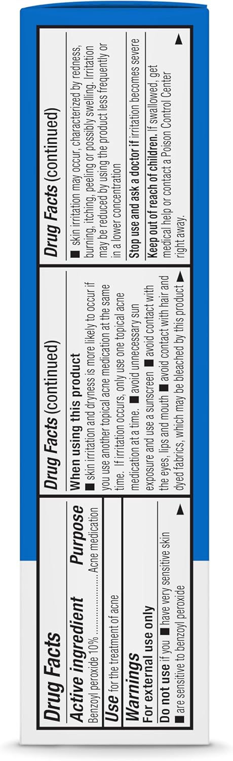 Amazon Basics 10% Benzoyl Peroxide Acne Medication, Maximum Strength, 1 Fluid Ounce Face Gel