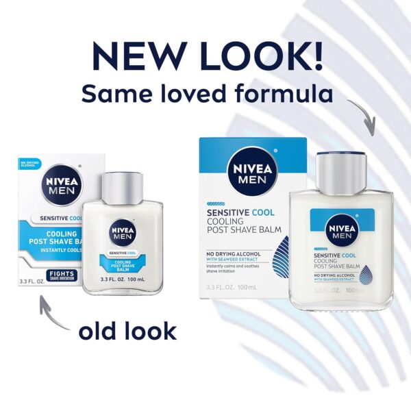 NIVEA MEN Sensitive Cooling Post Shave Balm with Vitamin E, Chamomile and Seaweed Extracts, 3 Pack of 3.3 Fl Oz Bottles