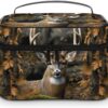 Camouflage Deer Makeup Bag, Cosmetic Organizer Case Large Portable Capacity Make Up Bags Women Travel Toiletry Bags with Handle And Divider