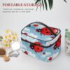 Ladybug And Cloud Makeup Bag, Cosmetic Organizer Case Large Portable Capacity Make Up Bags Women Travel Toiletry Bags with Handle And Divider