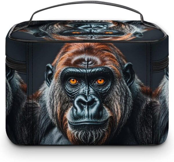 A Gorilla Makeup Bag, Cosmetic Organizer Case Large Portable Capacity Make Up Bags Women Travel Toiletry Bags with Handle And Divider
