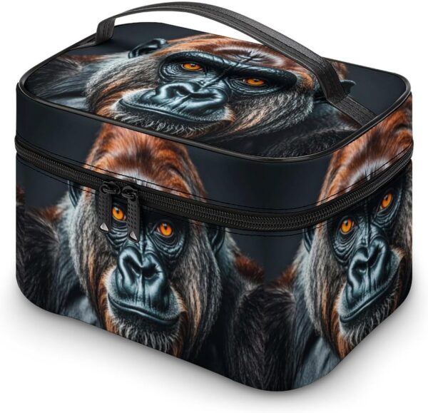 A Gorilla Makeup Bag, Cosmetic Organizer Case Large Portable Capacity Make Up Bags Women Travel Toiletry Bags with Handle And Divider