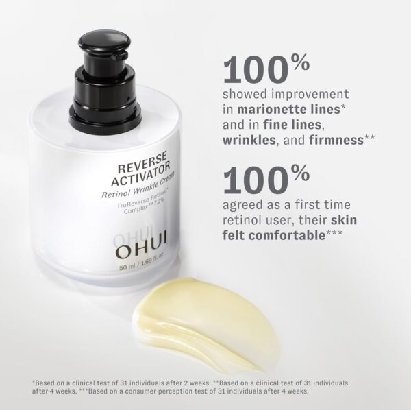 O HUI Reverse Activator Retinol Fine Wrinkle Cream | Korean Skin Care | Comfortable Retinol Cream for Face | Minimal to no irritation | Peptide | Wrinkles Visibly Reduced by 42% in 8 Weeks