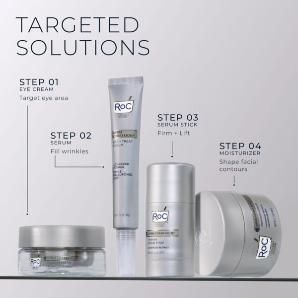 RoC Derm Correxion Neck Cream with Hyaluronic Acid and Advanced Retinol to visibly Tighten & Lift Horizontal Neck Lines, Facial Moisturiser to Contour Face, Neck + Jaw, (1.7 oz) with Retinol Packette