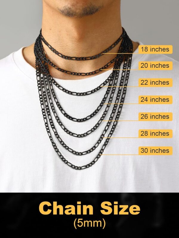 U7 Figaro Chain, Twisted Rope Chain, Men Stainless Steel Necklace,3mm,5mm,6mm,9mm 18K Gold Plated Chains Necklaces for Men Women 16"-30"