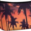 Makeup Bag for Women Cosmetic Bags Palm Tree Summer Sunset Travel Toiletry Bag Cute Zipper Make Up Bags Large Capacity Makeup Case Organizer Portable Makeup Pouch for Travelling Gift