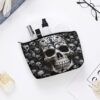 Toiletry Bag for Women Black And White Skulls Cosmetic Bag Portable Capacity Travel Makeup Bags with Zipper Lightweight Cute Beauty Makeup Organizer for Traveling, Accessories, Essentials