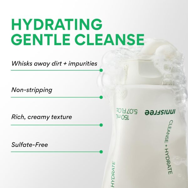 innisfree Green Tea Amino Acid Cleansing Foam, Sulfate Free, Hydrating Korean Face Wash with Gentle Foam