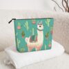 Linen Makeup Bag For Women, Waterproof Travel Cosmetic Organizer Lightweight Zipper Travel Toiletry Bag Organizer Alpaca Cactus Makeup Brushes Storage Bag