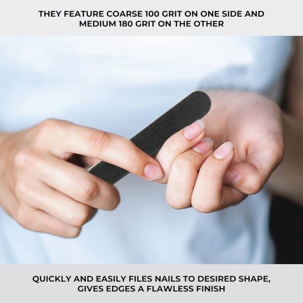 ForPro Professional Collection Mini Foam Board, Black, 100/180 Grit, Double-Sided Manicure Nail File, Individually-Wrapped, 3.5” L x .5” W, 50-Count