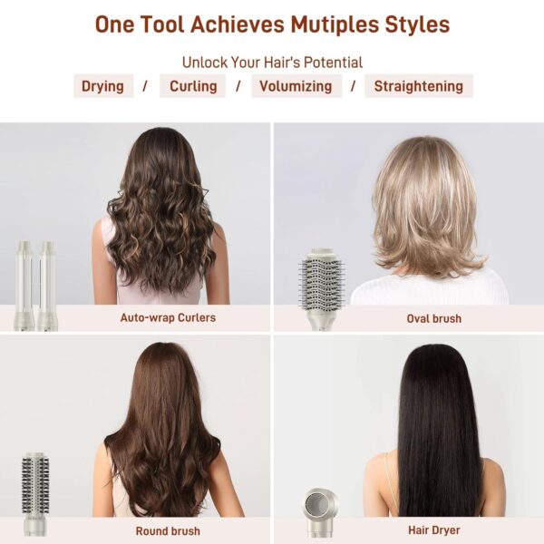 5-in-1 Hot Air Styler – 110,000 RPM Brush Blow Dryer with Auto Wrap Curlers, Fast Drying, Frizz-Free, No Heat Damage – Curl, Straighten, & Add Volume for Salon-Quality Hair