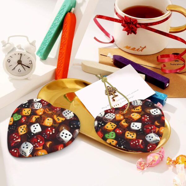 Christmas Ceramic Heart Pendant Decoration for Tree Hanging in Festive Season Games dice Set Prints