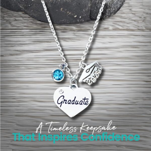 Infinity Collection - Personalized 2025 Graduation Charm Necklace with Birthstone - Graduation Jewelry Gift for Class of 2025 Graduates