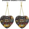 Christmas Ceramic Heart Pendant Decoration for Tree Hanging in Festive Season Vintage Wall of Radio Boombox Prints