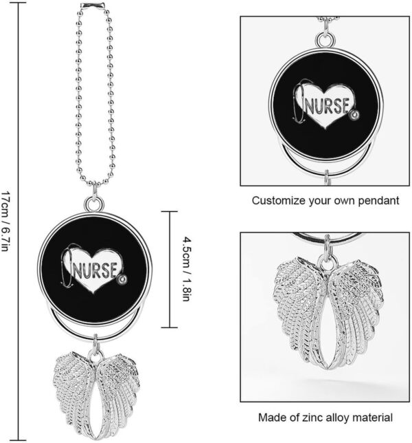 Nurse Stethoscope Love Heart Car Hanging Ornament Pendant Rear View Mirror Accessories Interior Decor Silver-Style