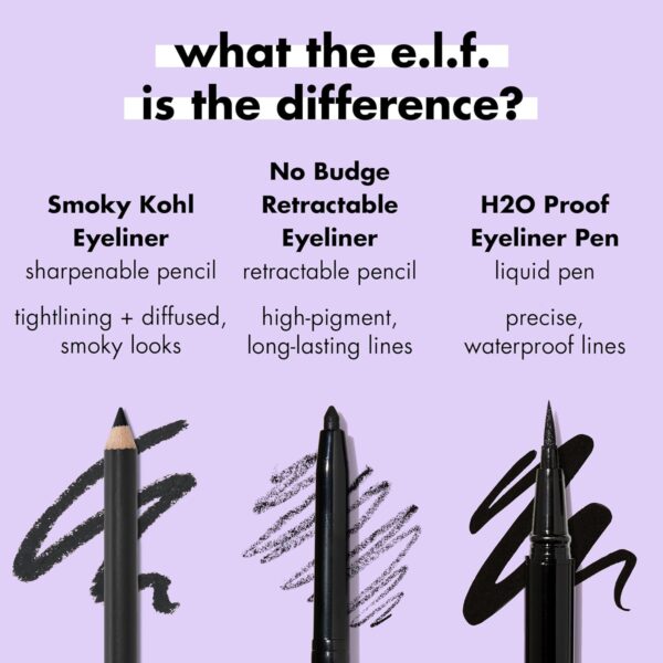 e.l.f. Smoky Kohl Eyeliner, Eye Pencil For Creating Long-Lasting, Bold, High-Pigmented Makeup Looks, Vegan & Cruelty-Free, Black Velvet