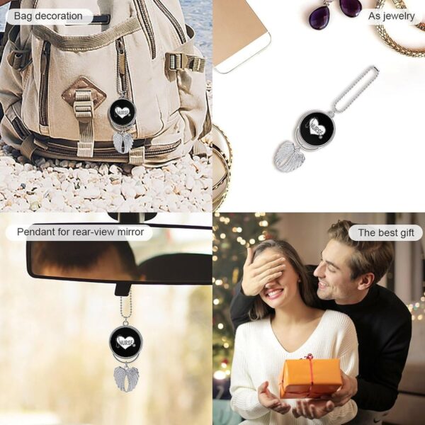 Nurse Stethoscope Love Heart Car Hanging Ornament Pendant Rear View Mirror Accessories Interior Decor Silver-Style