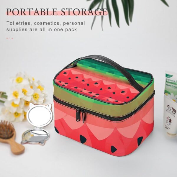 Gradient Watermelon Makeup Bag, Cosmetic Organizer Case Large Portable Capacity Make Up Bags Women Travel Toiletry Bags with Handle And Divider