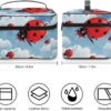 Ladybug And Cloud Makeup Bag, Cosmetic Organizer Case Large Portable Capacity Make Up Bags Women Travel Toiletry Bags with Handle And Divider