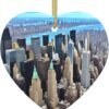 Christmas Ceramic Heart Pendant Decoration for Tree Hanging in Festive Season New York City Scenery Prints