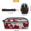 Red Hearts Pencil Case Large Capacity Leather Pencil Pouch with Zipper, Portable Small Makeup Bag, Office Supplies Organizer for Women Men