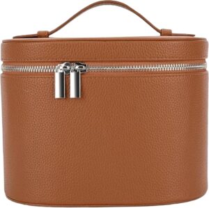 Makeup Bag, 20x15x14cm PU Leather Make up Bag with Removable Divider, Travel Cosmetic Bags, Portable Makeup Case for Women