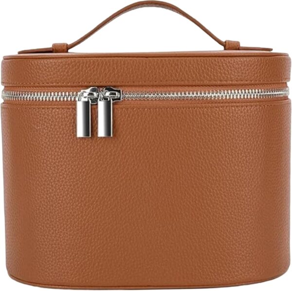 Makeup Bag, 20x15x14cm PU Leather Make up Bag with Removable Divider, Travel Cosmetic Bags, Portable Makeup Case for Women