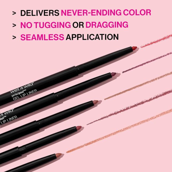 wet n wild Lip Liner Perfect Pout Matte Retractable Gel Lip Liner Pencil, Plum Together