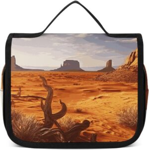 Hanging Toiletry Bag for Women Men Portable Waterproof Makeup Bag Organizer Western Desert Travel Toiletry Bag