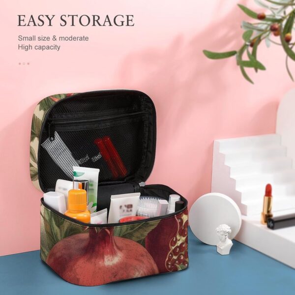 Berries of Pomegranate Makeup Bag, Cosmetic Organizer Case Large Portable Capacity Make Up Bags Women Travel Toiletry Bags with Handle And Divider