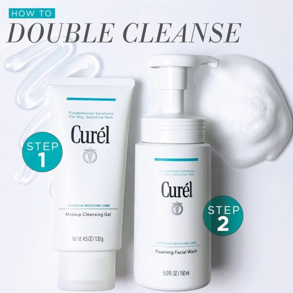 Curel Japanese Skin Care Makeup Cleansing Gel, Waterproof Eye Makeup Remover and Gentle Facial Cleanser for Dry, Sensitive Skin, Step 1 of 2, 4.5 Oz