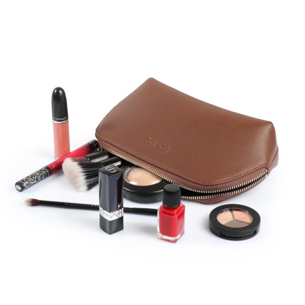 Genuine Leather Makeup Bag Cosmetic Pouch Travel Organizer Toiletry Clutch