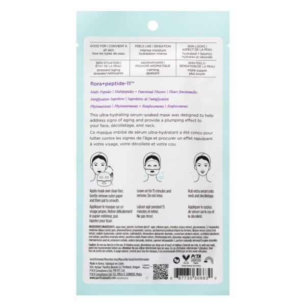 Pacifica Future Youth Time Shift Hydrogel Facial Mask - 6-PACK - Multi-Peptide Anti-Aging Sheet Mask for Firming & Plumping, Ultra-Hydrating Serum-Infused Mask for Face & Neck, 100% Vegan